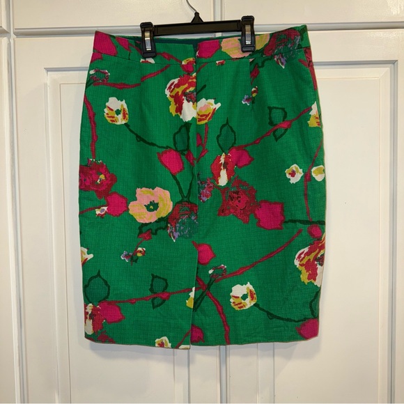 J. Crew The Pencil Skirt Style B8203 Basketweave‎ Cotton Multi Color Size 2 - Picture 2 of 8
